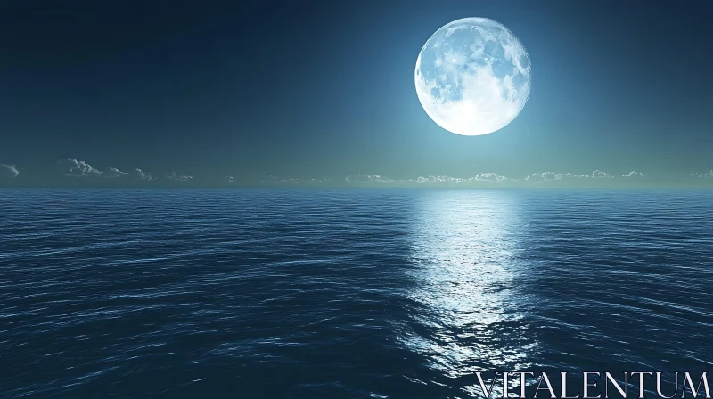 Moonlit Ocean View AI Image