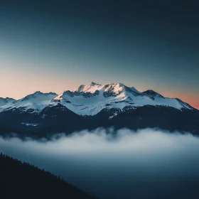 Mountain Range Through the Fog