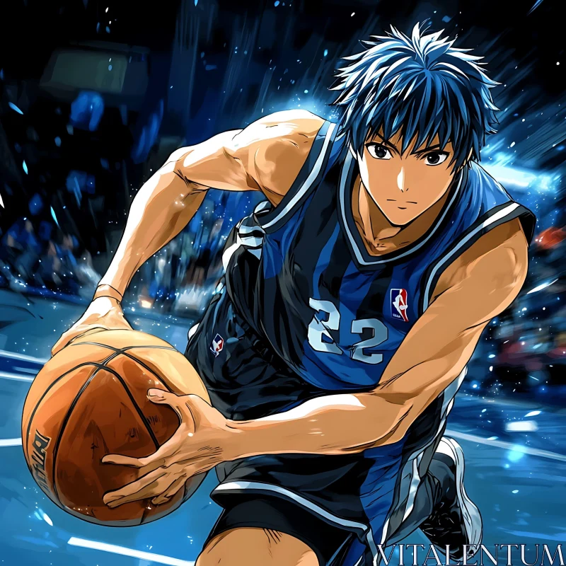 Dynamic Anime Basketball Action AI Image