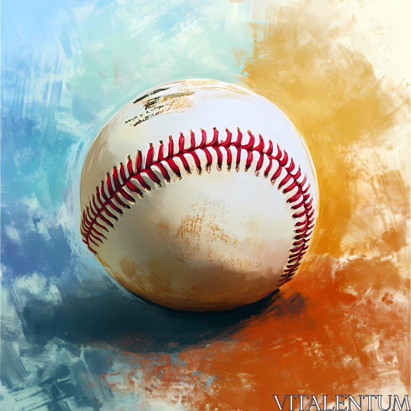 Abstract Baseball Art - Dynamic Brushstroke Painting  AI Generated Image AI Image