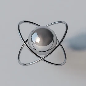 Metallic Sphere and Rings Composition