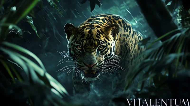 Stealthy Jaguar in the Rainforest AI Image