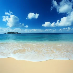 Seascape with Blue Sky and Clouds