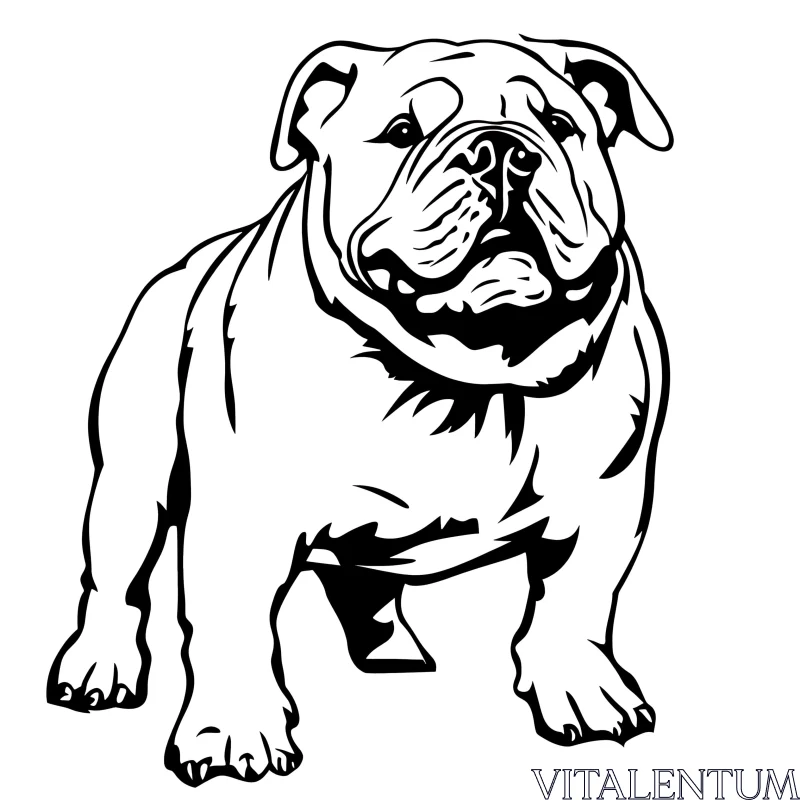 Monochrome Bulldog Art Piece AI Image