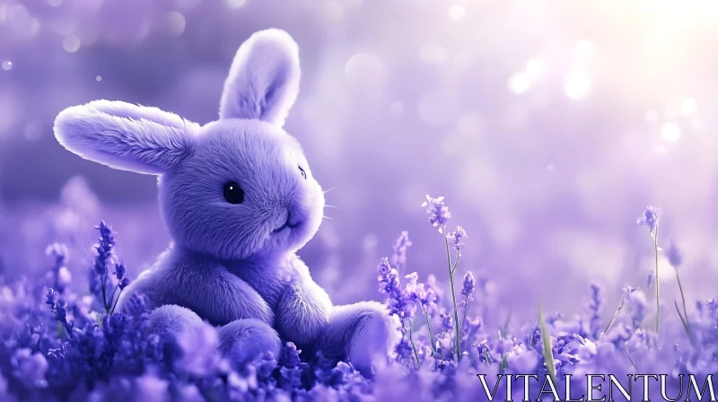 Bunny in Lavender Field AI Image