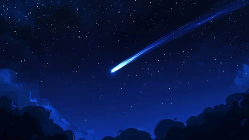 Celestial Night with Shooting Star