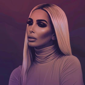 Artistic Portrait of Kim Kardashian with Blonde Hair