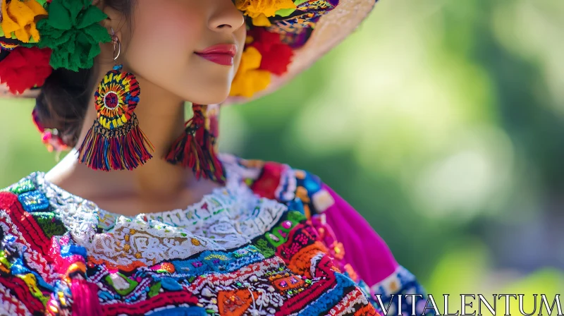 AI ART Colorful Portrait of Woman in Ethnic Attire