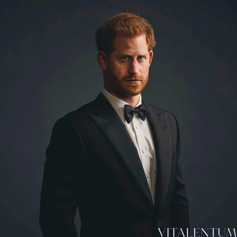 Stunning Portrait of Prince Harry in Formal Attire AI Image