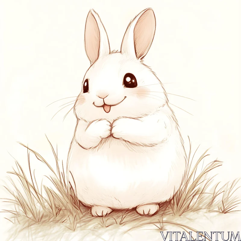 Whimsical Bunny in the Meadow Artwork AI Image