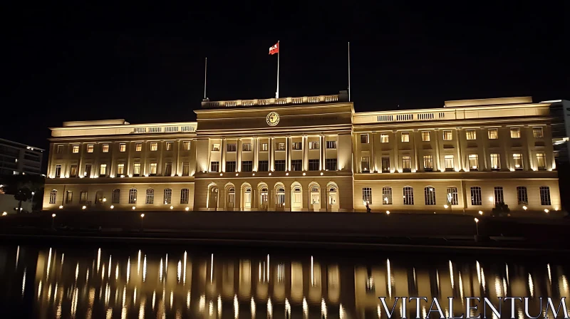 Majestic Nighttime Palace Reflection AI Image