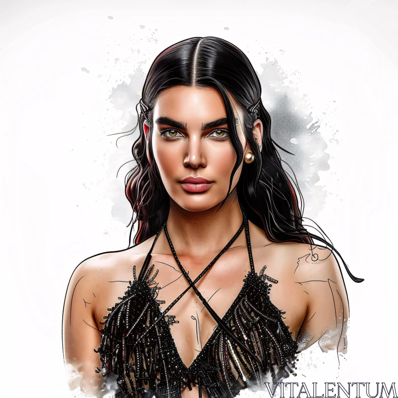 Stylized Portrait of Kendall Jenner AI Image