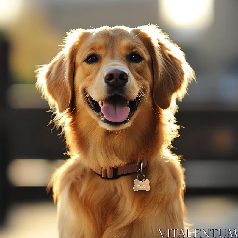 Golden Retriever Dog Smiling Outdoors AI Image