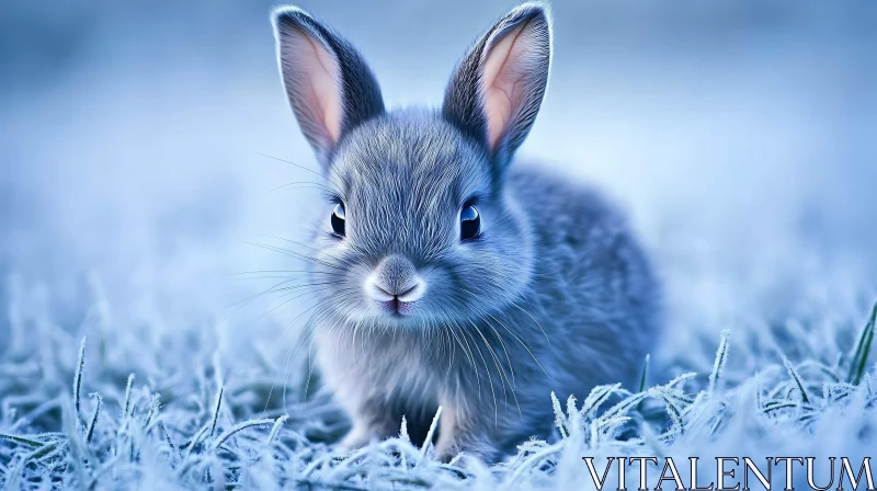 Serene Bunny in Winter Frost AI Image