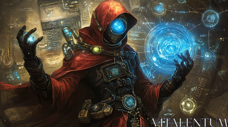 Enigmatic Cyborg Warlock AI Image