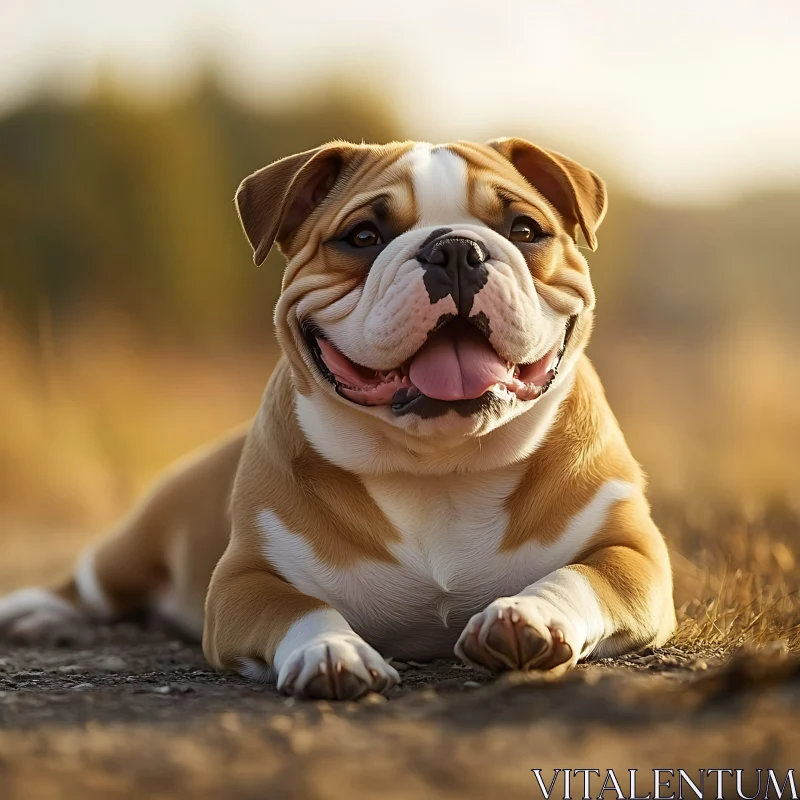 AI ART Cute Bulldog Enjoying the Outdoors