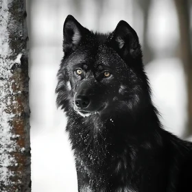 Wolf Portrait in Snowy Landscape