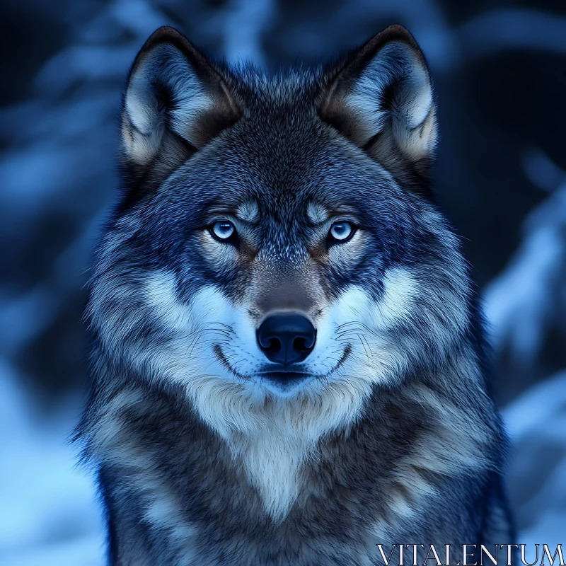 Wolf Portrait with Intense Gaze AI Image