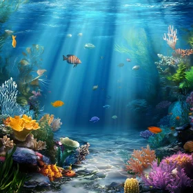 Underwater World with Fish and Coral