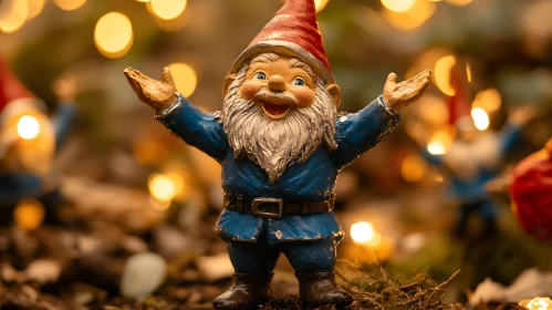 Festive Gnome Decoration with Bokeh Background