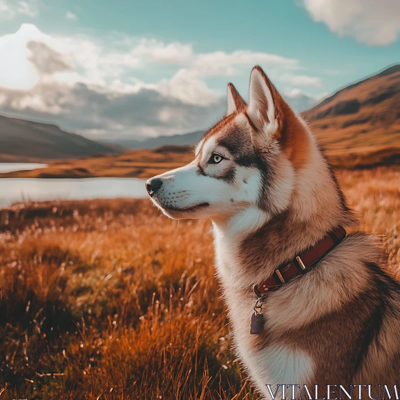 Majestic Husky in Autumn Nature AI Image