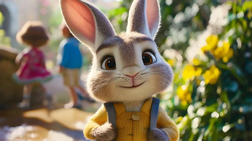 Cartoon Rabbit in Yellow Sweater