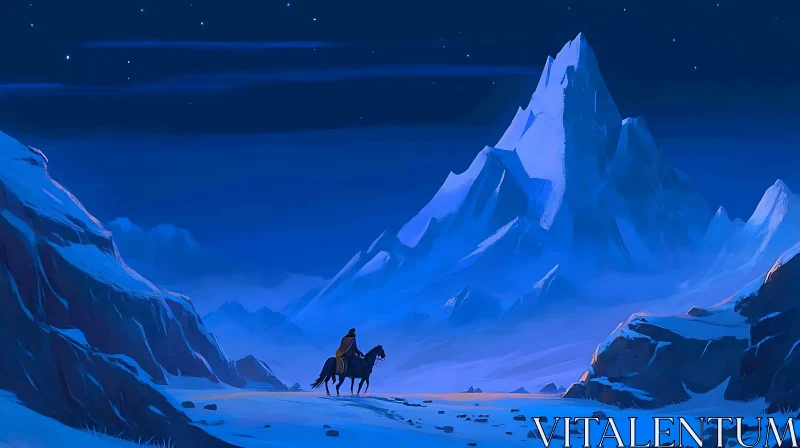 AI ART Equestrian Journey Under Moonlight