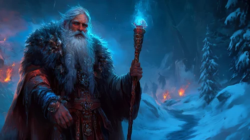 Enchanting Wizard with Glowing Staff