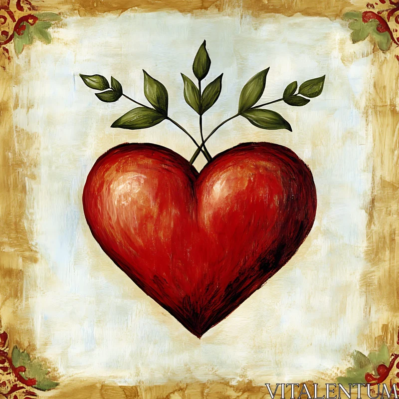 Botanical Heart Art AI Image