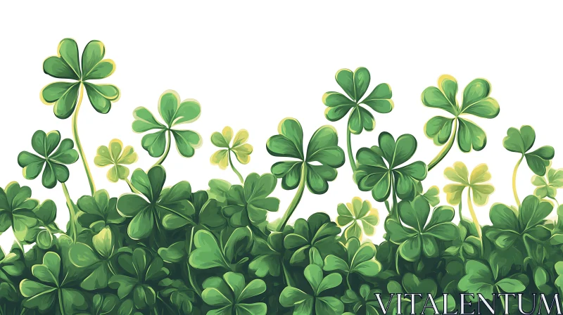 Four-Leaf Clovers Abundance Illustration AI Image