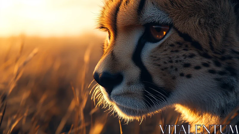 Close-up of Cheetah Face at Sunset AI Image