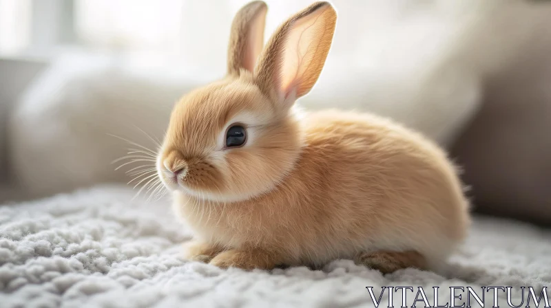 AI ART Charming Close-Up of a Fluffy Brown Rabbit