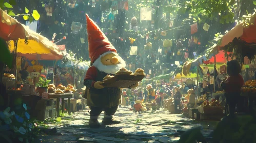 Festive Gnome at the Market