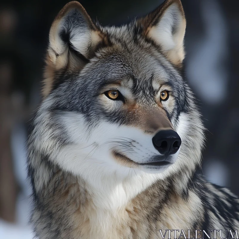 Serene Wolf in Natural Habitat AI Image