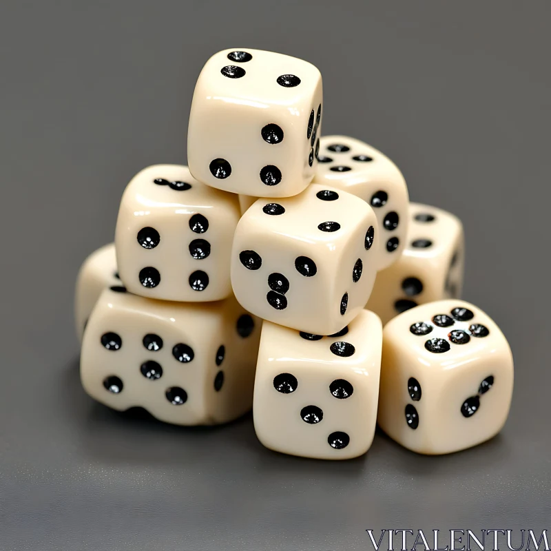 Ivory Dice Tower on Gray Background AI Image