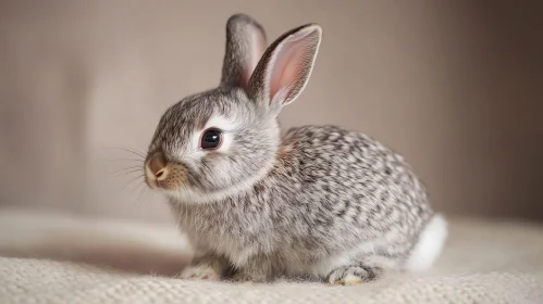 Close-up of a Cute Grey Bunny