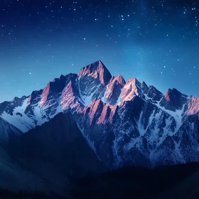 Snowy Peaks at Night
