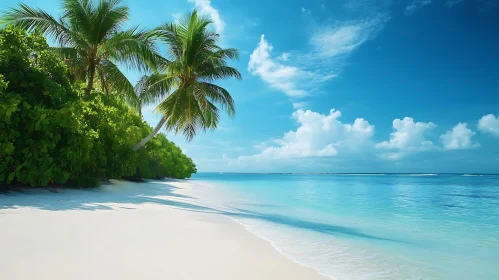 Peaceful Island Beach with Palm Trees