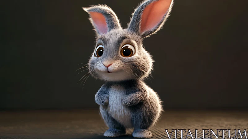 Grey Rabbit with Brown Eyes AI Image