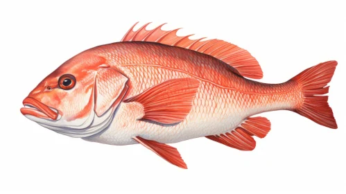 Detailed Orange-Red Fish Illustration