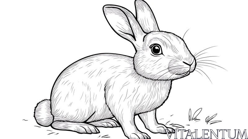 Monochrome Rabbit Illustration: A Study in Lines AI Image