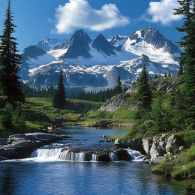 Scenic Mountain River and Forest View