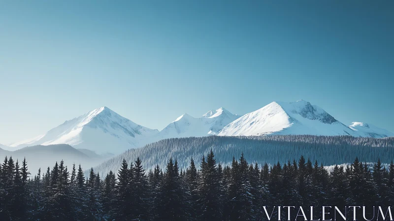 Winter Mountain Scene with Forest AI Image