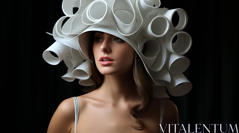 Unique White Hat Made from Papers | Fashionable Opulence AI Image