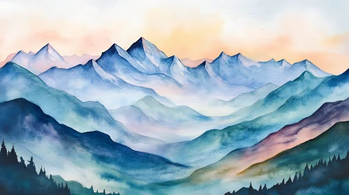 Misty Mountain Landscape Art