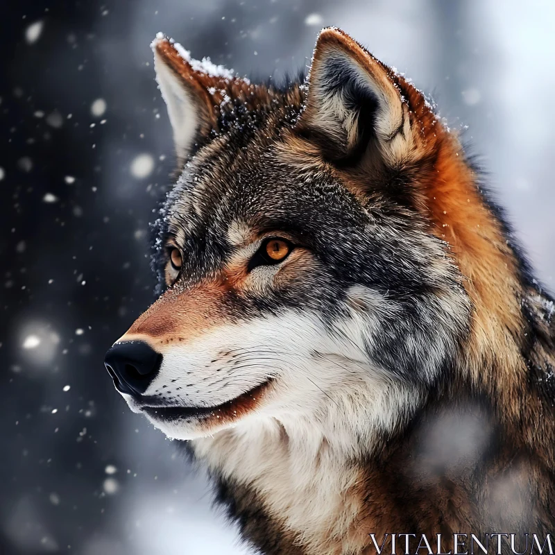 Winter Wolf Close-Up AI Image