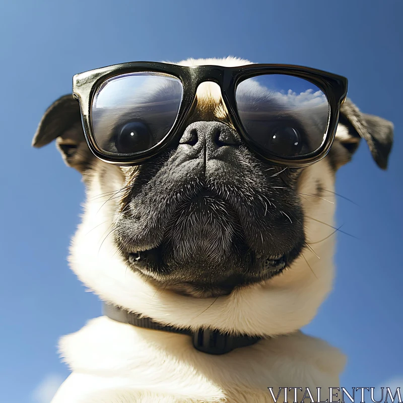 Pug With Black Sunglasses AI Image