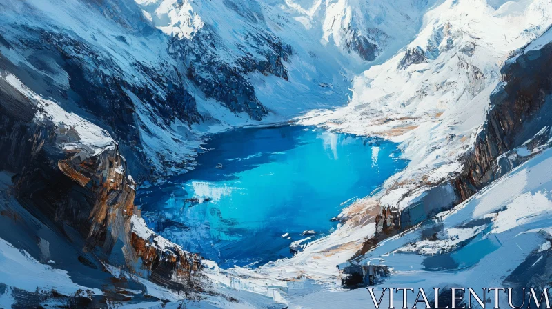 AI ART Snowy Peaks and Turquoise Lake