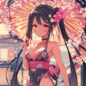 Cherry Blossom Anime Girl