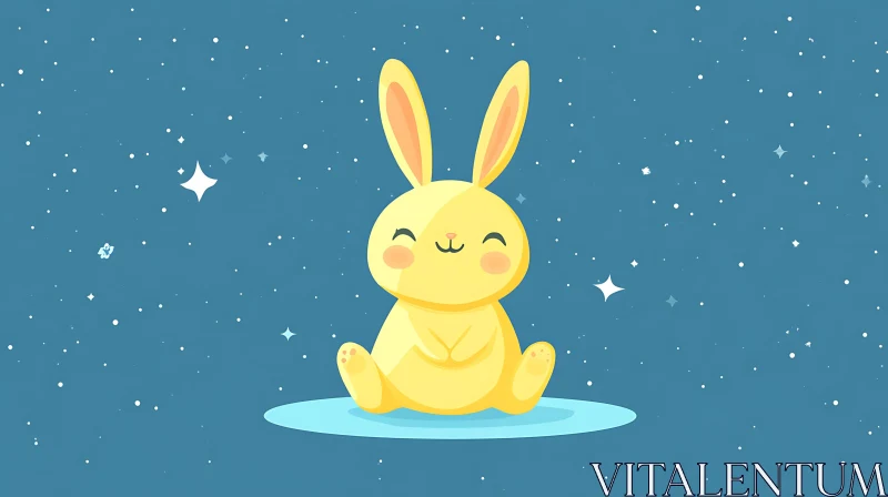 Cartoon Bunny with Stars Illustration AI Image